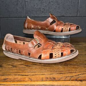 Stacy Adams Woven Leather Fisherman Sandals Brown Men’s Size 12